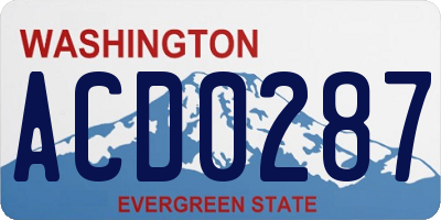 WA license plate ACD0287