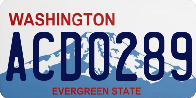 WA license plate ACD0289
