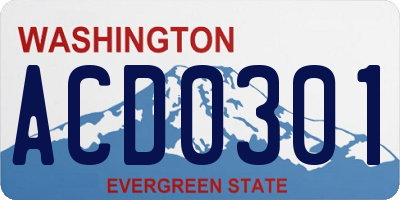 WA license plate ACD0301