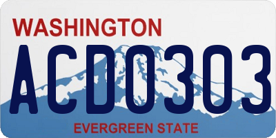 WA license plate ACD0303