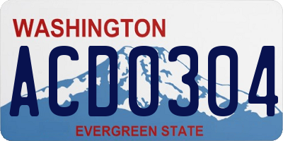 WA license plate ACD0304