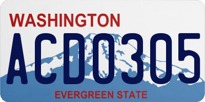 WA license plate ACD0305