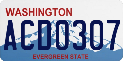 WA license plate ACD0307
