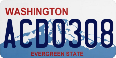 WA license plate ACD0308