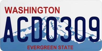WA license plate ACD0309