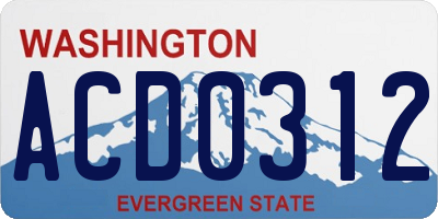 WA license plate ACD0312