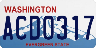 WA license plate ACD0317