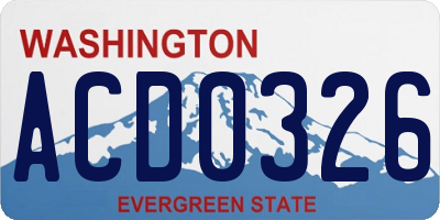 WA license plate ACD0326