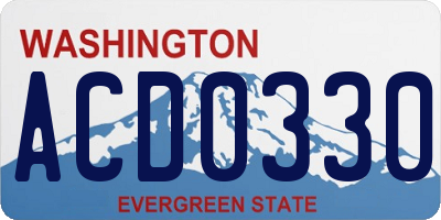 WA license plate ACD0330