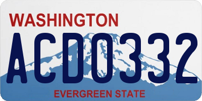 WA license plate ACD0332