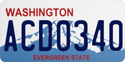 WA license plate ACD0340