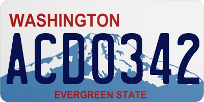 WA license plate ACD0342