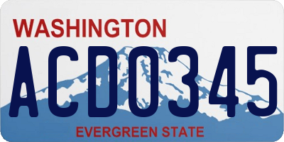 WA license plate ACD0345