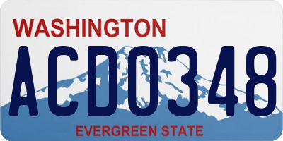 WA license plate ACD0348