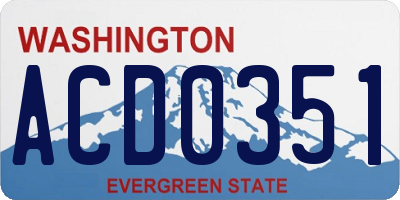 WA license plate ACD0351