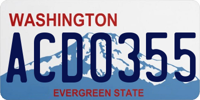 WA license plate ACD0355