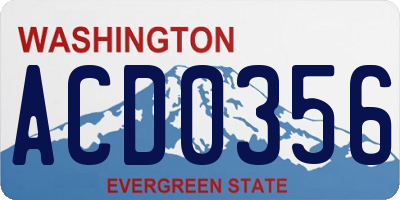 WA license plate ACD0356
