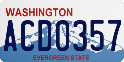 WA license plate ACD0357