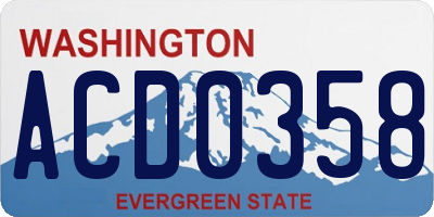 WA license plate ACD0358