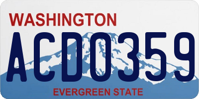 WA license plate ACD0359