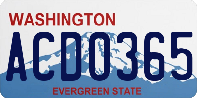 WA license plate ACD0365