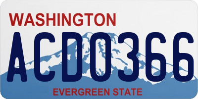 WA license plate ACD0366