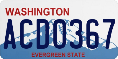 WA license plate ACD0367