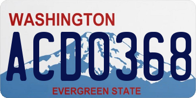 WA license plate ACD0368