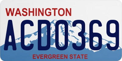 WA license plate ACD0369