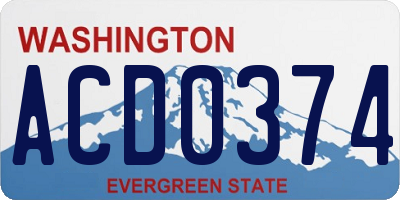 WA license plate ACD0374