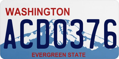 WA license plate ACD0376