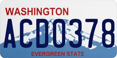 WA license plate ACD0378