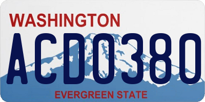 WA license plate ACD0380