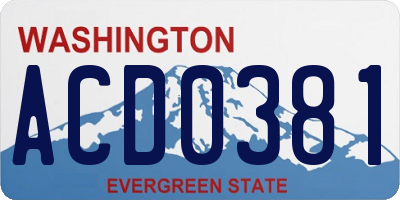 WA license plate ACD0381