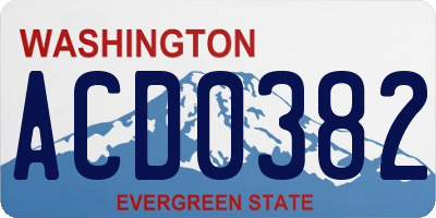 WA license plate ACD0382