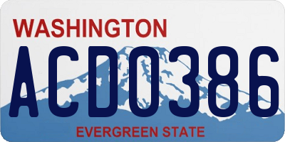 WA license plate ACD0386