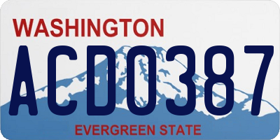 WA license plate ACD0387