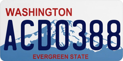 WA license plate ACD0388