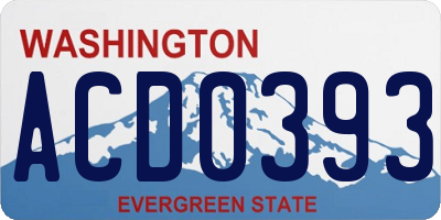 WA license plate ACD0393