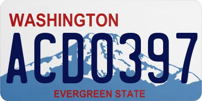 WA license plate ACD0397