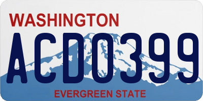 WA license plate ACD0399