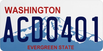 WA license plate ACD0401