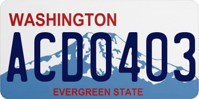 WA license plate ACD0403
