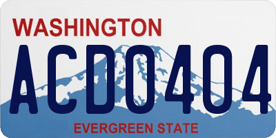 WA license plate ACD0404
