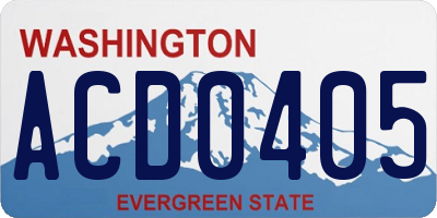 WA license plate ACD0405