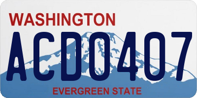 WA license plate ACD0407