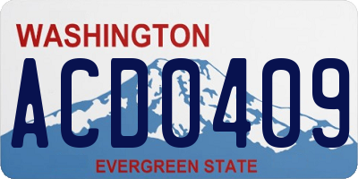 WA license plate ACD0409