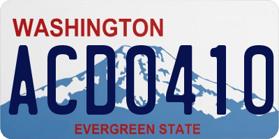 WA license plate ACD0410
