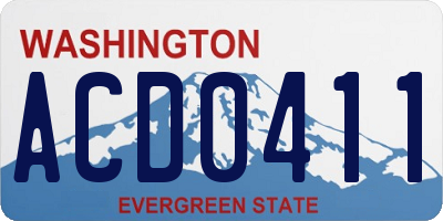 WA license plate ACD0411