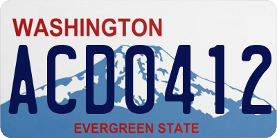 WA license plate ACD0412